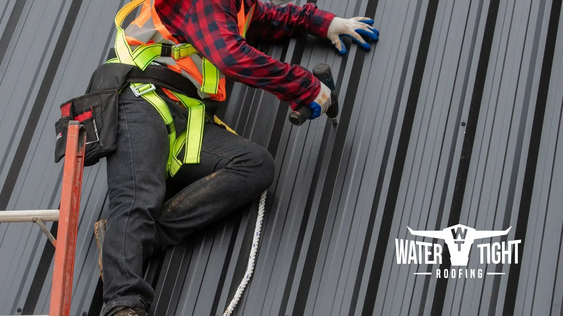 Post-storm roof inspections for a commercial metal roof by WaterTight Roofing